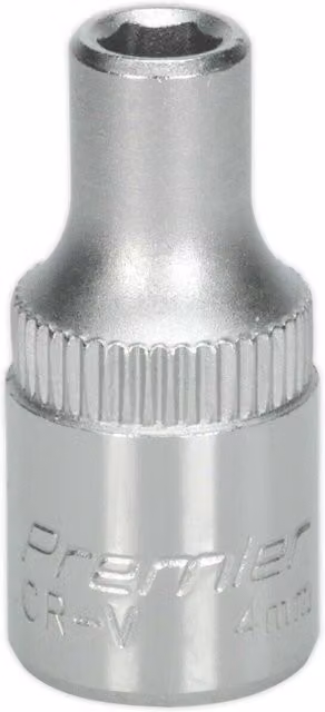 Loops 4mm Forged Steel 1/4 inch Square Drive Socket in Silver Chrome Vanadium