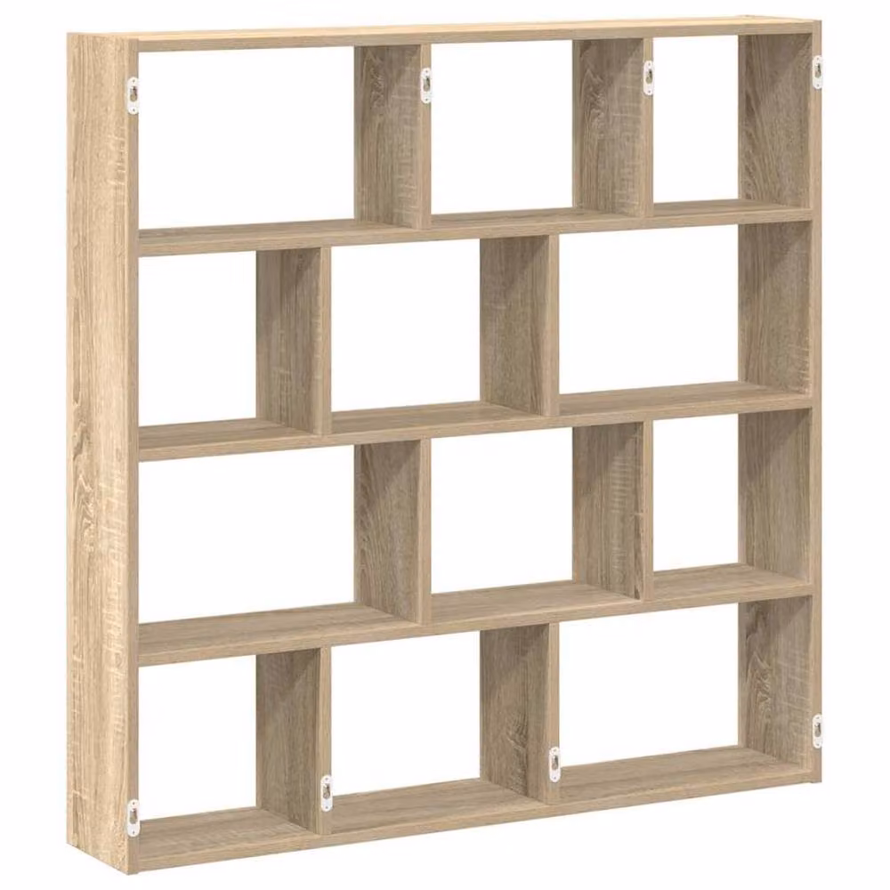 Berkfield Home Wall Mounted 12 Compartment Cube Shelf in Sonoma Oak Light Oak Finish – 2