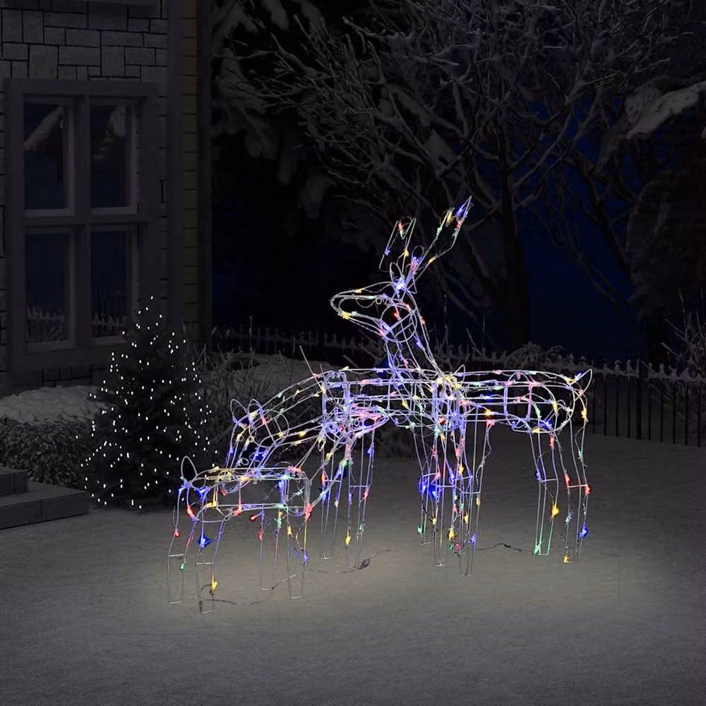 Berkfield Home 3 Piece Multicolour Christmas Light Display Reindeers with 229 LEDs – 2