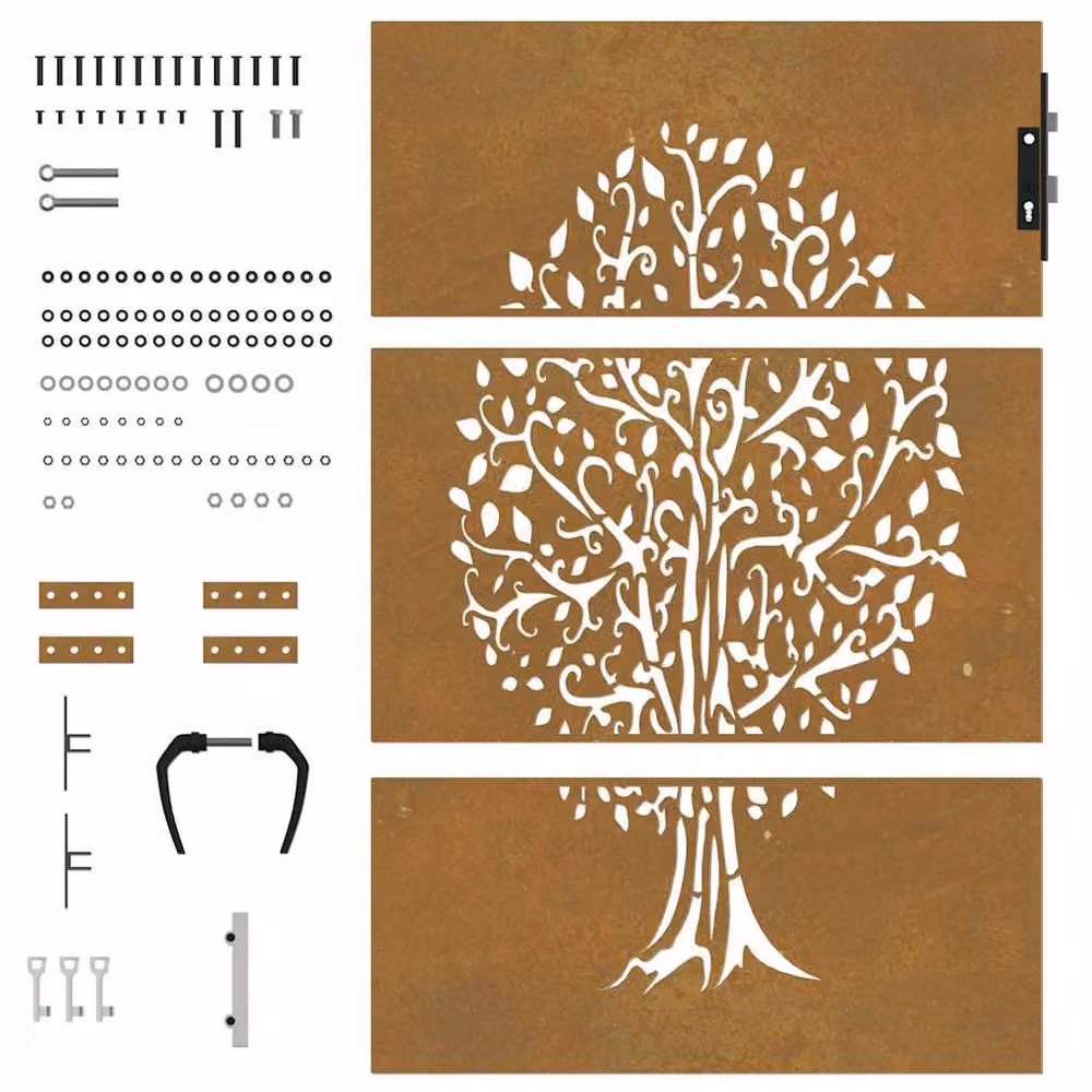 Berkfield Home Beautiful Garden Gate, Corten Steel Tree Design in Brown, W/H: 85 x 150 cm – 5