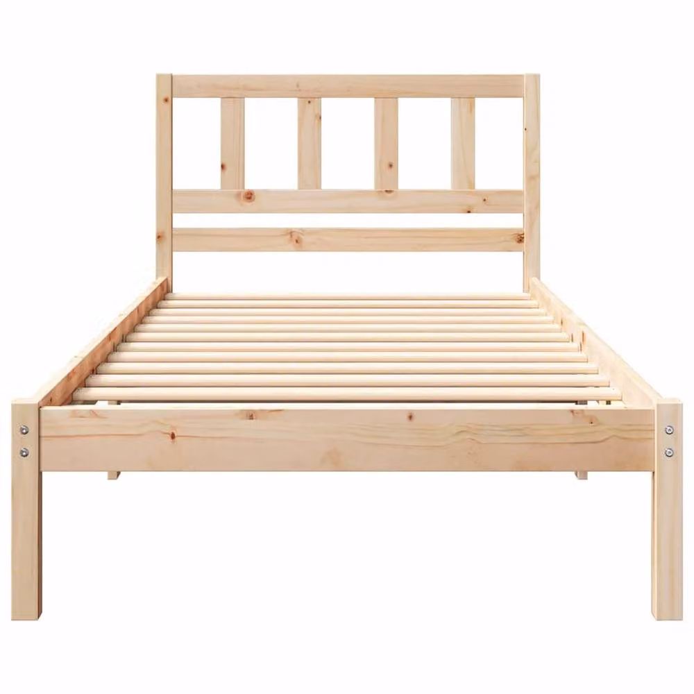 Berkfield Home Solid Pine Wood Bed Frame with Headboard, Brown, W: 80 cm, L: 200 cm – 2