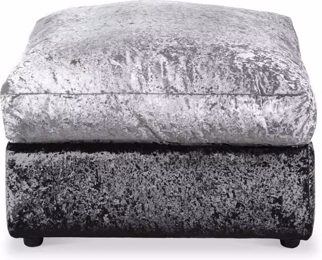 Snugg Furniture UK Limited Aurora Crushed Velvet Footstool in Silver, Black and Multicolour, W/D/H: 60 x 40 x 60 cm