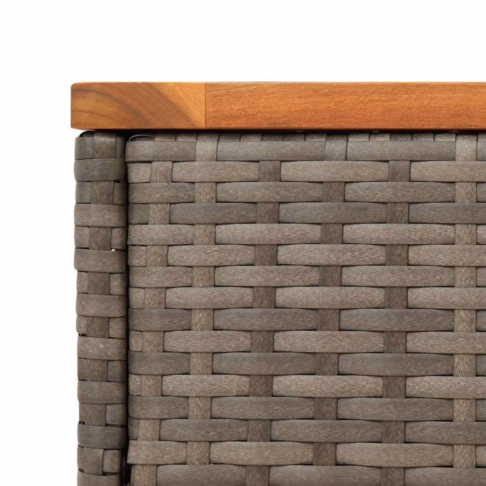 Berkfield Home Grey Poly Rattan Garden Side Table with Acacia Wood Top W/D/H: 58 x 27.5 x 55 cm – 4