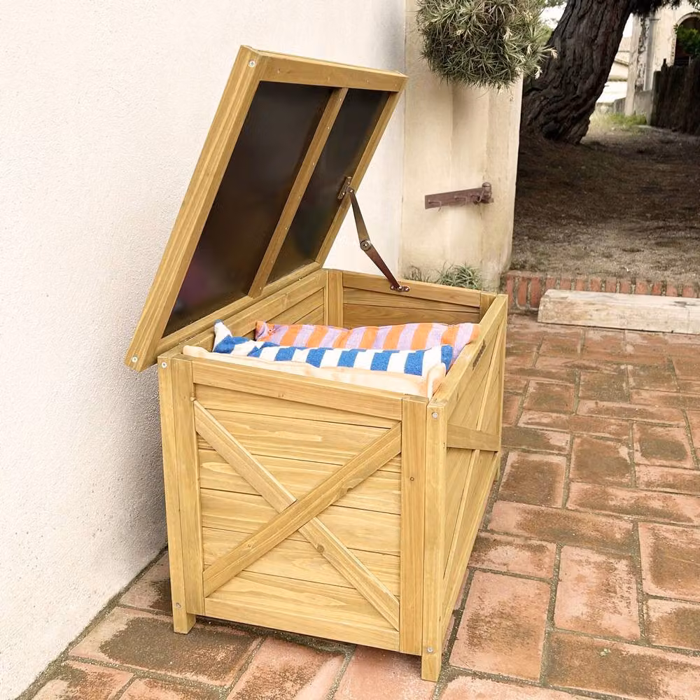 sweeek Rustic Wooden Storage Box in Brown, W/D/H: 80 x 50 x 48 cm – 4