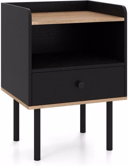 Kelvenix Modern Square Sofa Side Table with Metal Legs, Black