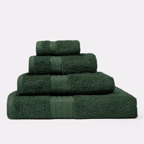 OHS Set of 2 Cotton Terry Bath Sheets in Green, W: 90 cm x L: 150 cm – 5