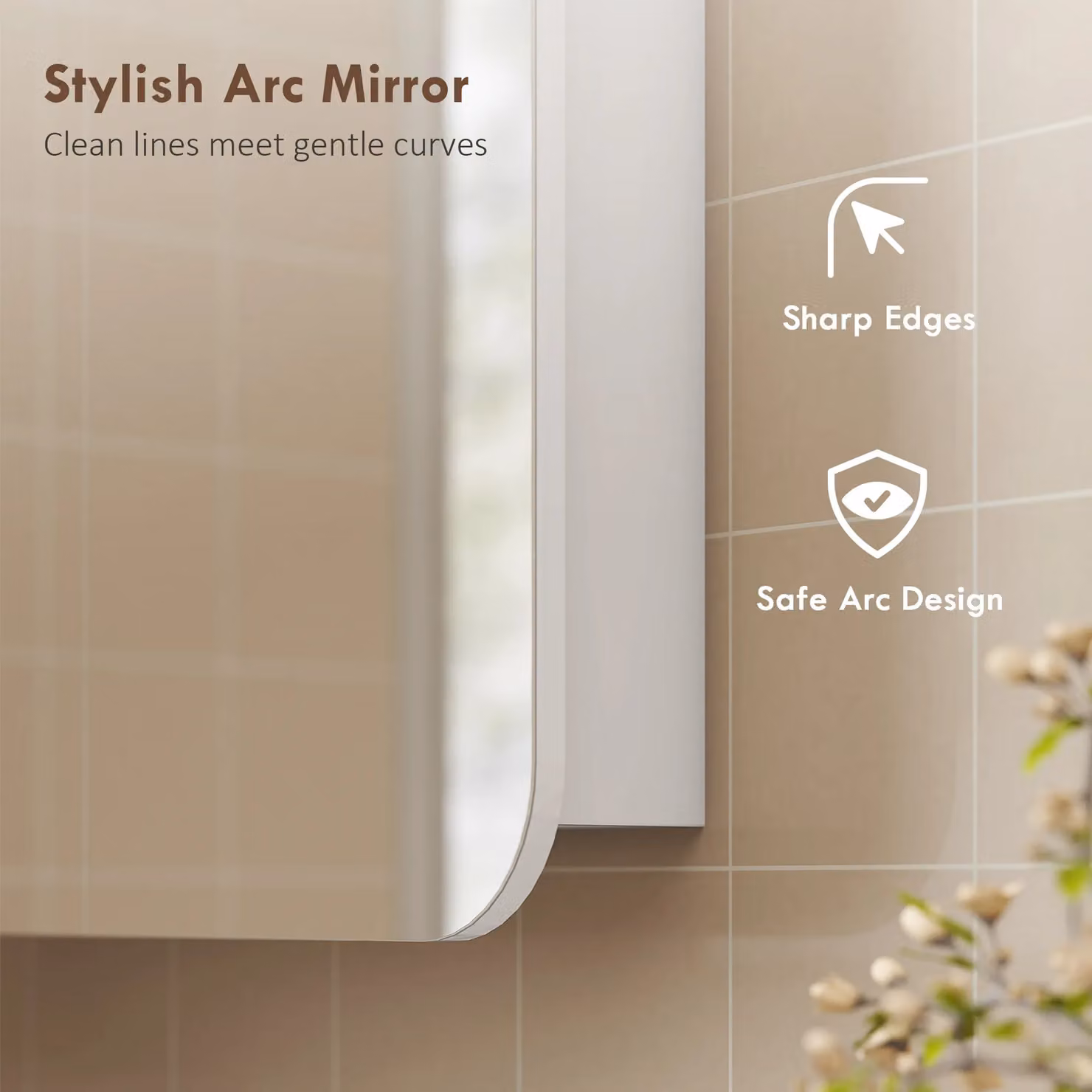 HOMCOM White Wall Mounted Arched Bathroom Mirror Cabinet with Hinged Glass Doors and Internal Shelves – 3