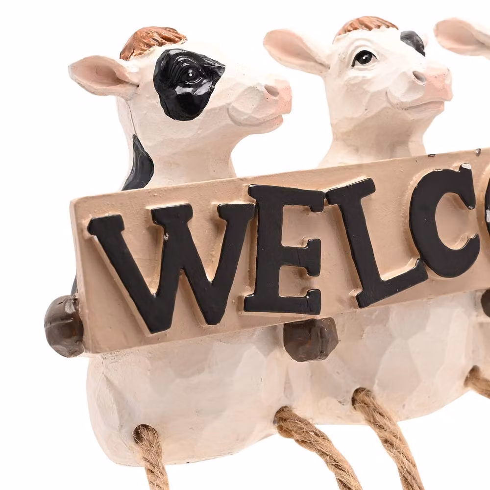 Country Living White Resin Farm Animals Welcome Tabletop Decoration – 2