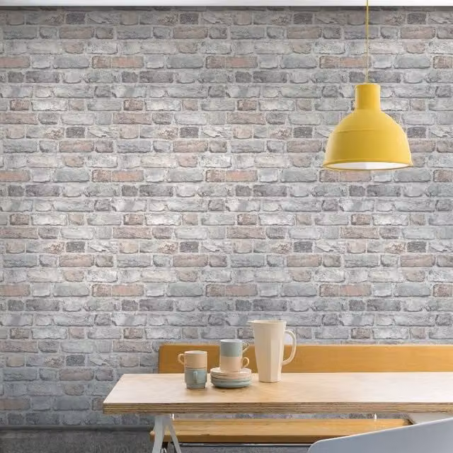 Grandeco Industrial Realistic 3D Effect Brick Wallpaper in Grey