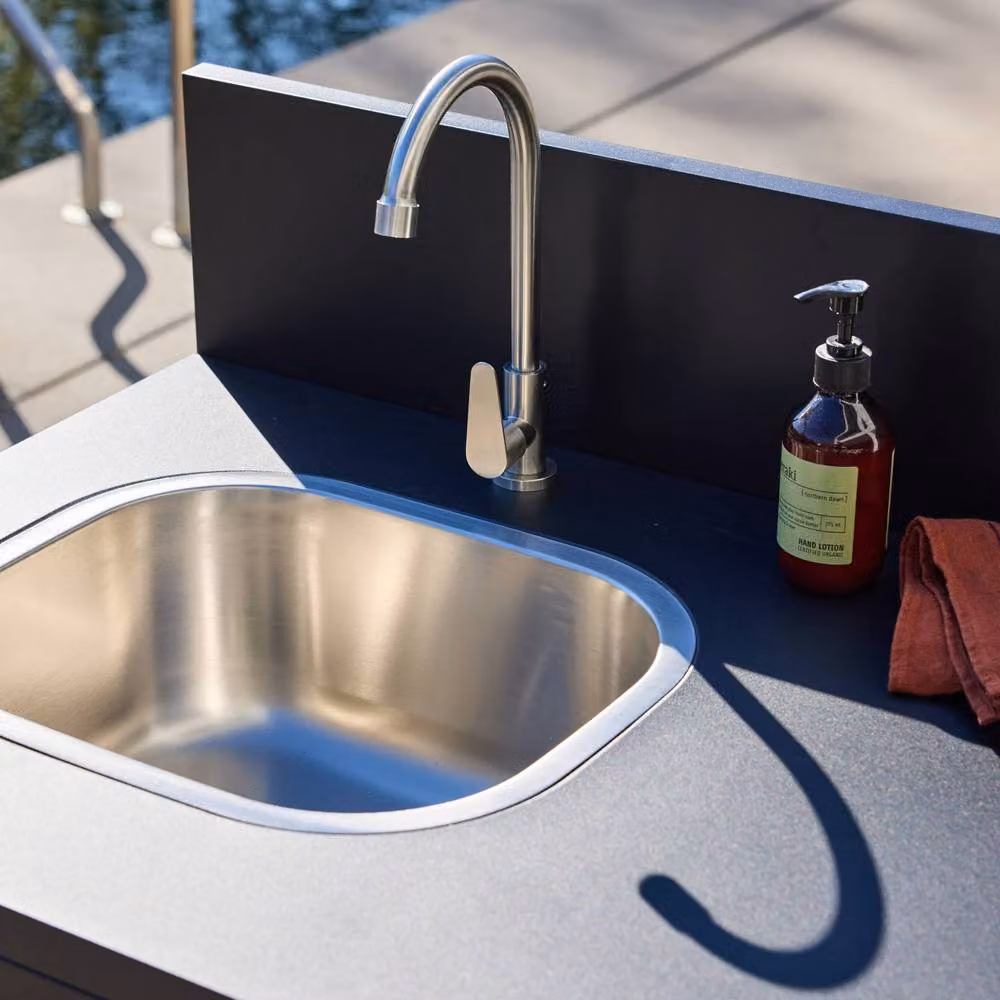 sweeek Outdoor Kitchen Sink Module with 2 Doors in Black Stainless Steel, W/D/H: 80 x 62.5 x 110 cm – 6