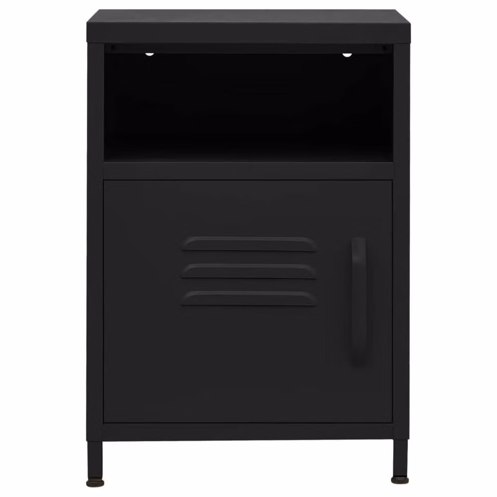 Berkfield Home Modern Matt Black Metal Nightstand W/D/H: 35 x 35 x 51 cm – 3