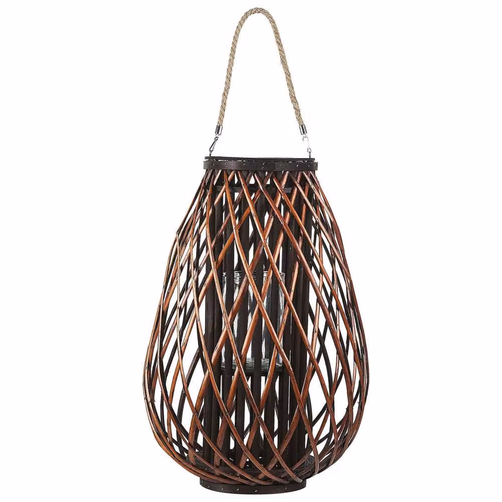 Wyld and Coco Willow Lantern in Brown with Rope Handle, Height: 60 cm – 3