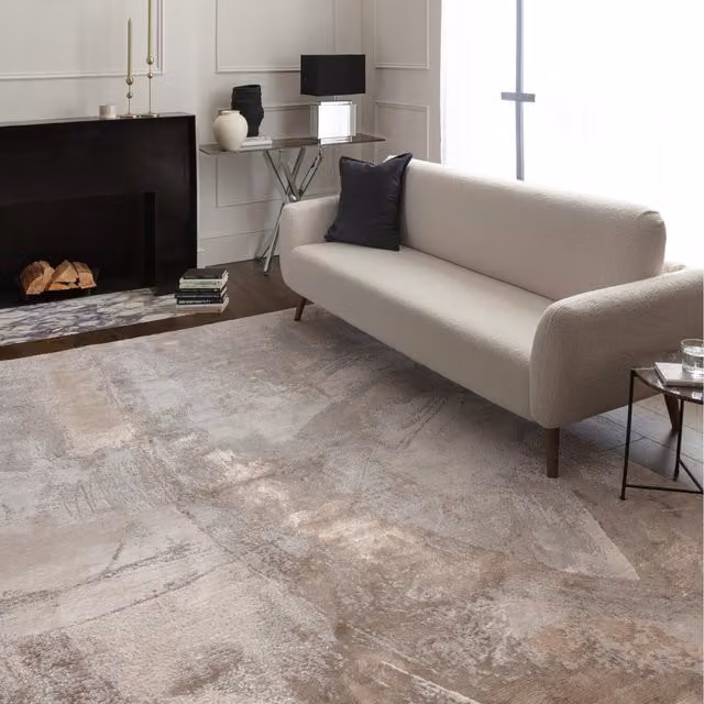 Furniturebox UK Zephyr Abstract Metallic Lustre Rug in Beige and Gold, W/D/H: 170 x 120 x 1.2 cm