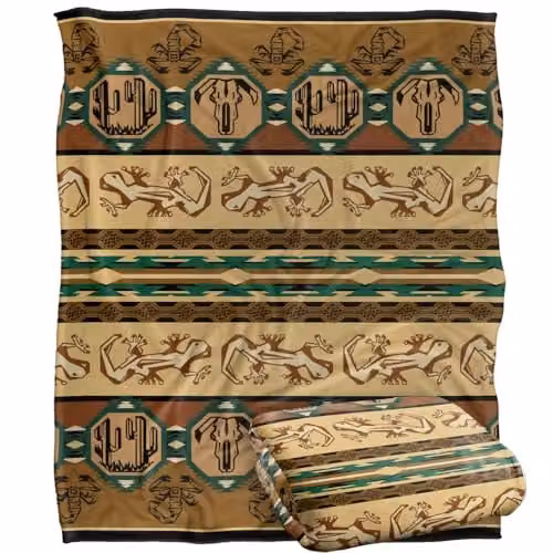 JQ Licensing Southwest Desert Silky Touch Super Soft Fleece Throw Blanket in White, W/D/H: 152 x 127 cm