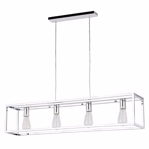Netlighting Sigalo Industrial Retro 4 Light Bar Pendant Ceiling Light E27 in Silver