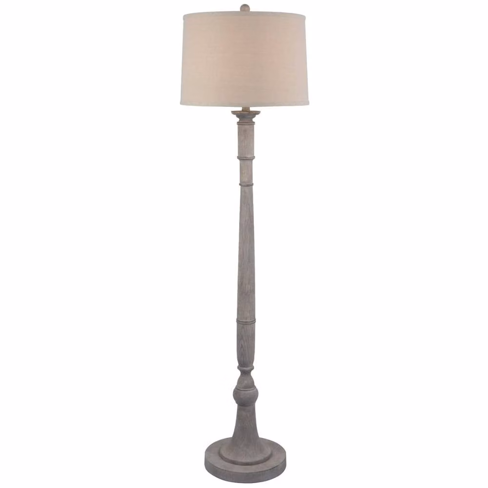 Wyld Haus Piana Slim Floor Lamp in Natural Wood Effect with Beige Linen Shade, Height: 140 cm – 2