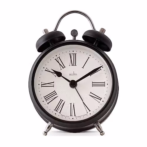 Acctim Shefford Analogue Quartz Tabletop Alarm Clock with Bell in Black – 1