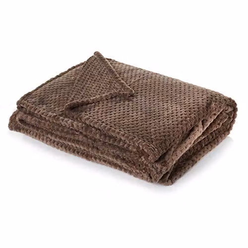 Dreamscene Waffle Honeycomb Mink Fleece Throw, Chocolate Brown, W: 200 cm, D: 240 cm – 1