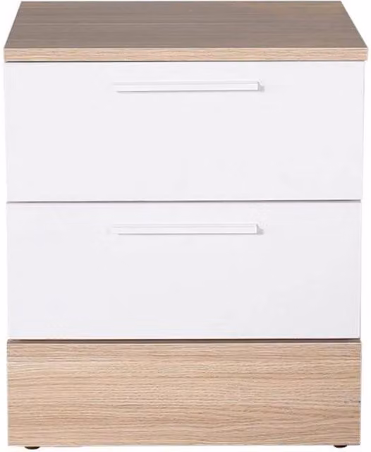 ERGOVEXA White Oak 2 Drawer Bedside Table with Pull Style Handles