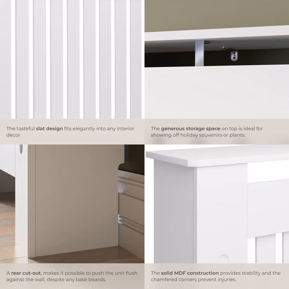 tectake Villa Radiator Cover in White, W: 152.5 cm, H: 82 cm, D: 19 cm – 2