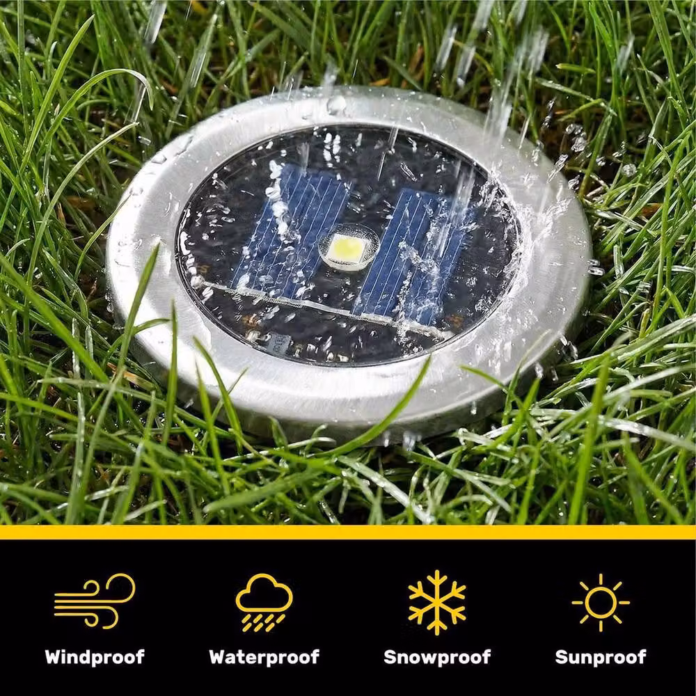 EONLION Set of 8 Stainless Steel Solar Deck Lights in Silver, Height: 100 cm – 4