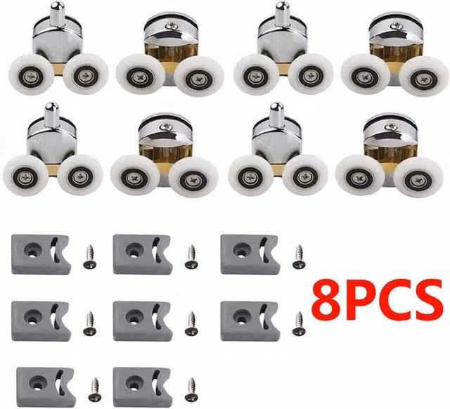 NESTLUNE Silver Shower Screen Door Rollers and Runners, 8 x 23mm – 1