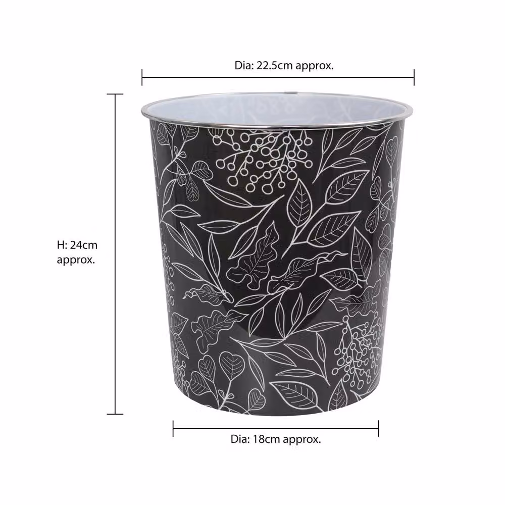 JVL Onyx Round Decorative Waste Bin, 7L, Black – 5