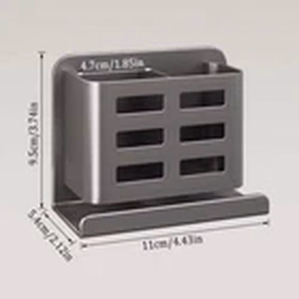 Havendro Grey Wall Mounted Toothbrush Holder Self Adhesive Ventilated Aluminium and Plastic Storage Rack – 2