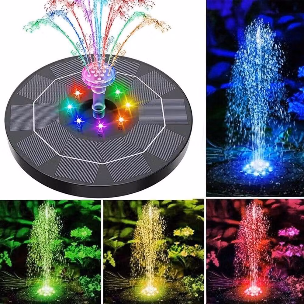 KORVIXA Black Solar Floating Fountain Pump with RGB Lighting – 2