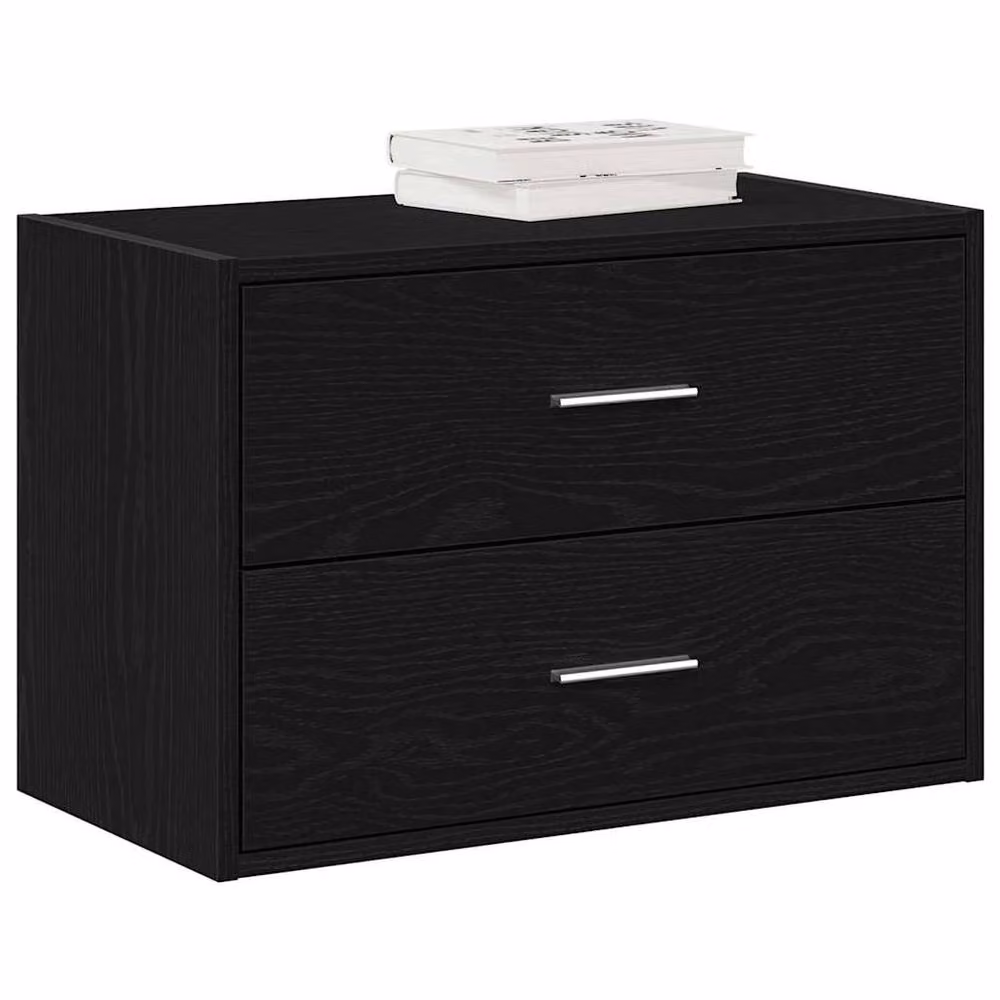 Berkfield Home Black Oak 2 Drawer Cabinet W: 60 cm, D: 31 cm, H: 40 cm – 2