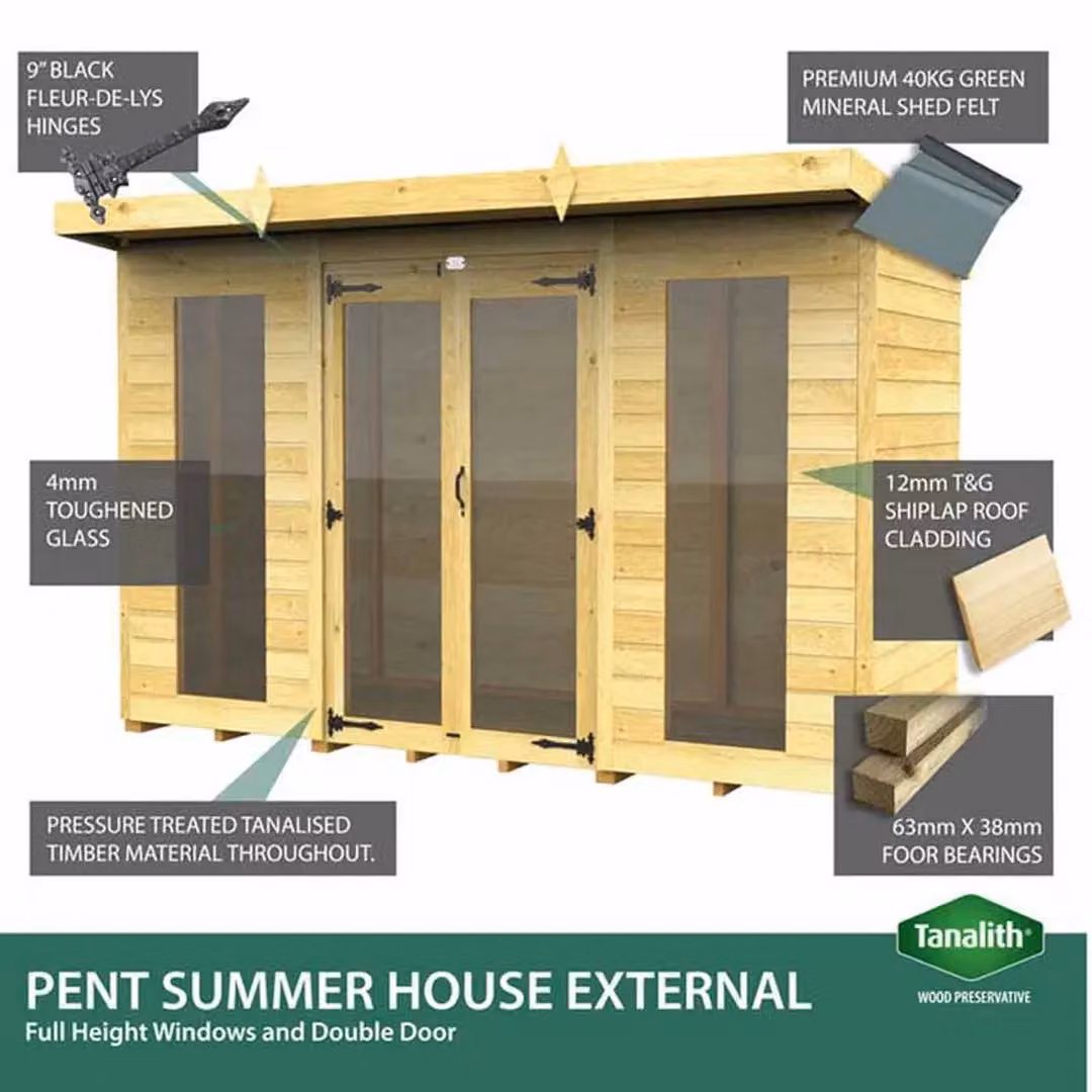 Buttercup Farm Brown Pent Summer House with Full Height Window W: 533 cm, D: 178 cm, H: 201 cm – 5