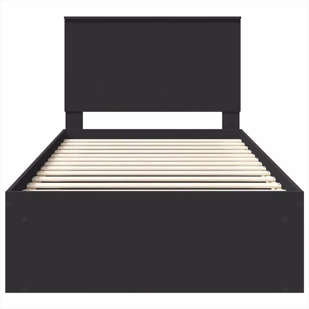 Berkfield Home Modern Bed Frame with Headboard in Black Solid Pine Wood, W/D/H: 100 x 200 cm – 5