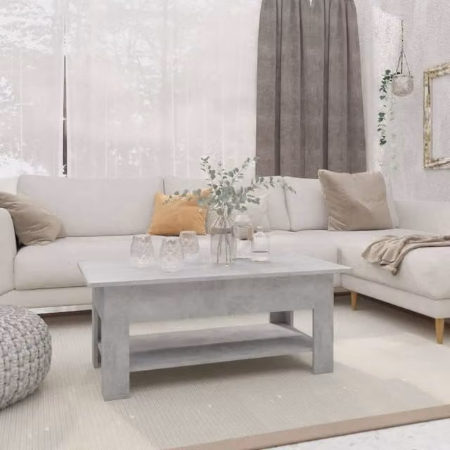 Berkfield Home Modern Rectangular Coffee Table in Concrete Grey, W/D/H: 102 x 55 x 42 cm – 1