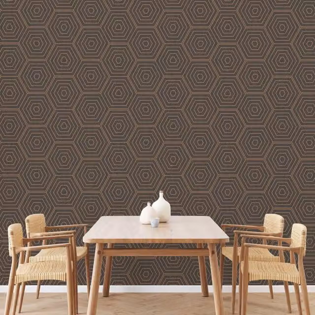 SK Filson Geometric Abstract Art Deco Washable Wallpaper Roll in Orange