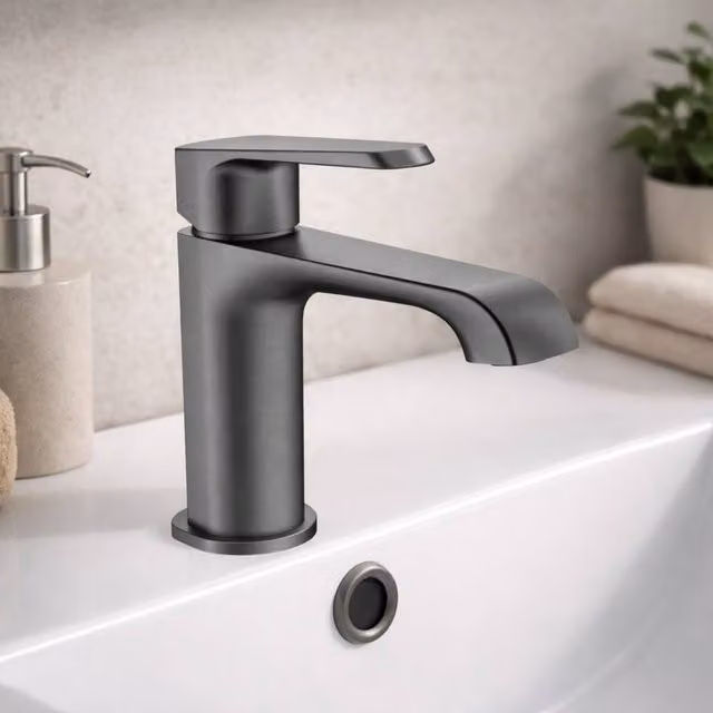 Bathroom Kingdom Montana Single Lever Modern Basin Mixer Tap in Gunmetal Grey