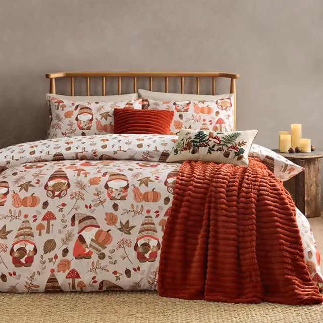 Catherine Lansfield Woodland Gonks Reversible Microfibre Duvet Cover Bedding Set, Multicolour