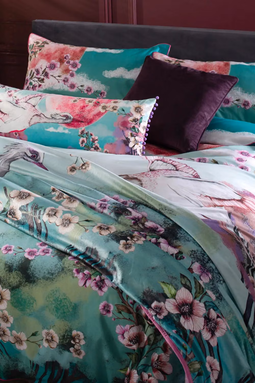 House of Norris Flight of the Heron Cotton Duvet Cover and Decorative Cushion Set, Multicolour, W: 140 cm, H: 200 cm – 2