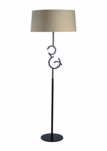 Netlighting Argi Floor Lamp in Brown Oxide with Beige Fabric Shade, 3 x E27