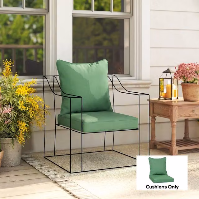 Outsunny Green Rectangular Outdoor Back and Seat Replacement Cushion Pad