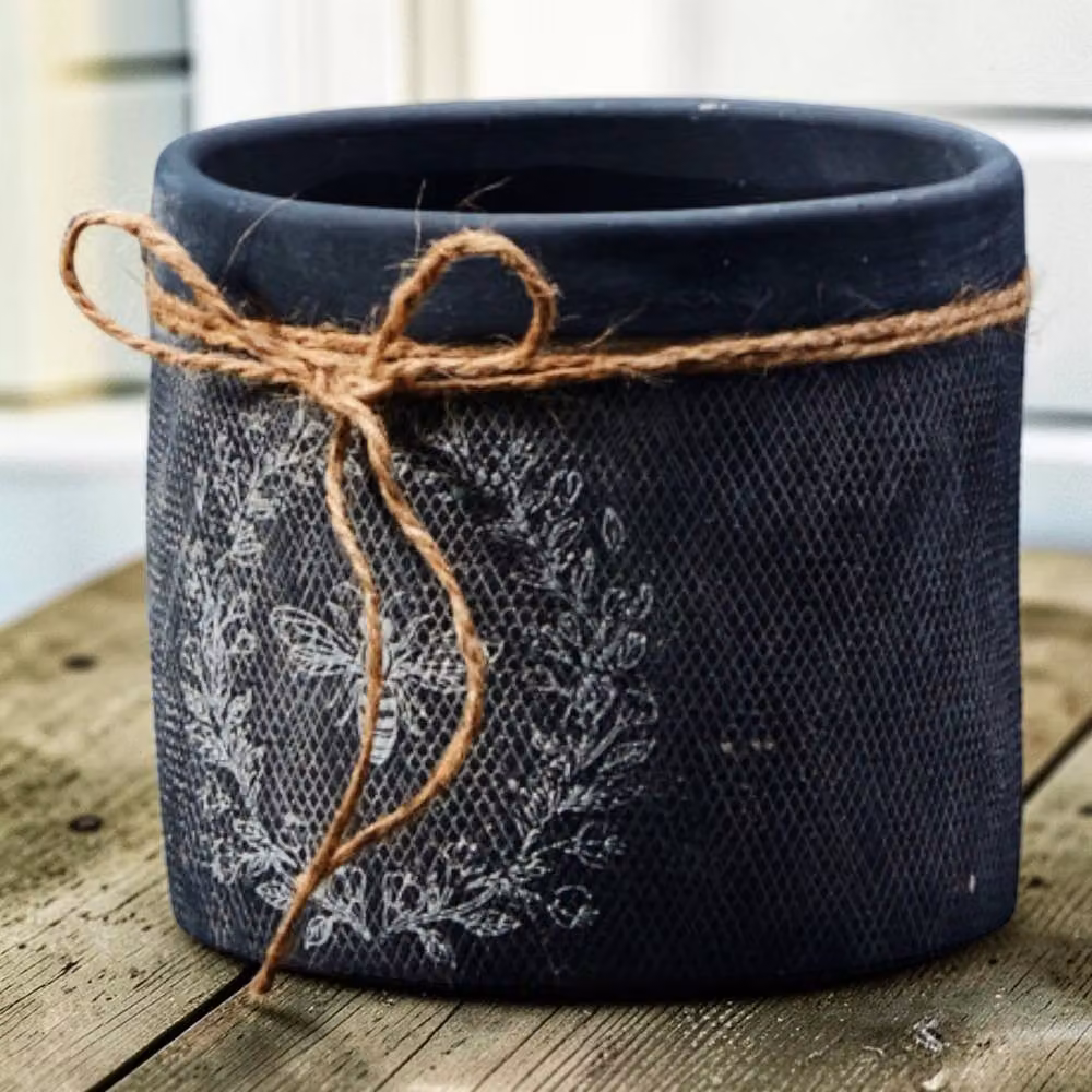 Four Candle Floral Ceramic Tabletop Plant Pot in Grey, W: 12 cm, D: 10.5 cm – 2