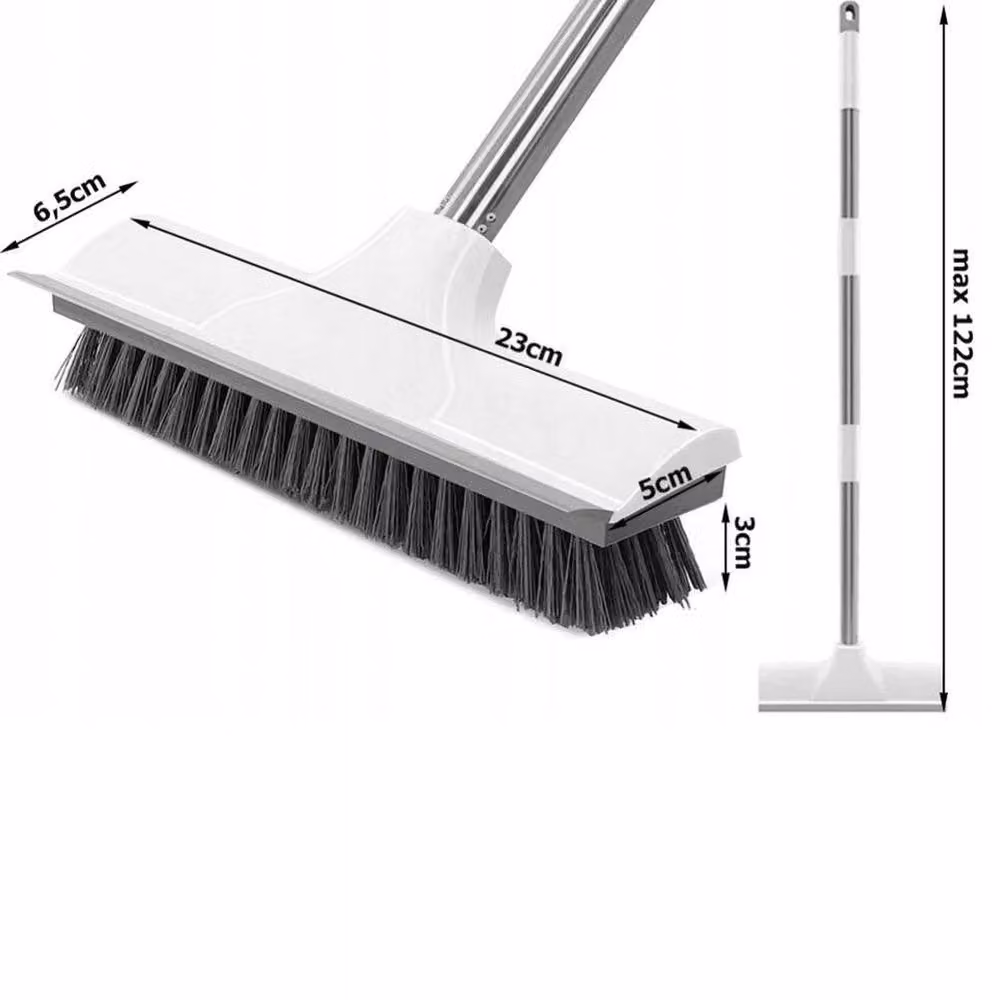 VOGREX 2-in-1 Floor Scrub Brush and Wiper Bathroom Tile Cleaner in Grey – 2