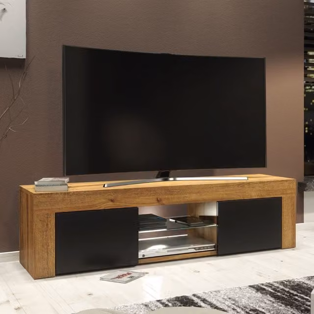 Creative Furniture Loom TV Unit in Brown with Matte Finish, W: 130 cm, D: 35 cm, H: 35 cm – 1