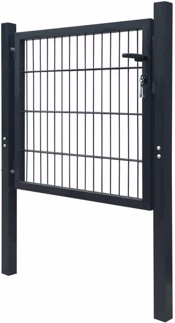 Berkfield Home Durable 2D Steel Single Swing Fence Gate in Anthracite Grey, W: 106 cm, H: 130 cm – 1