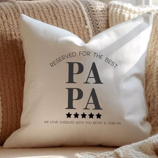 Aye Do Gifts Men's Personalised Reserved for the Best Papa Cushion in Beige, W/D/H: 40 x 40 x 40 cm – 1