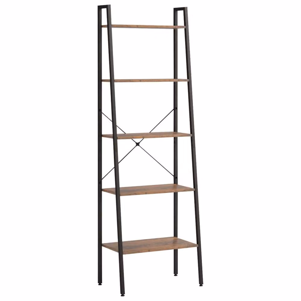Berkfield Home Practical 5-Tier Standing Shelf, Dark Brown and Black, W/D/H: 56 x 35 x 174 cm – 2
