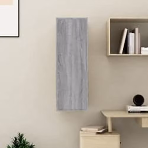 vidaXL Modern Wall Mounted Grey TV Cabinet with Hinged Doors and Internal Shelves, W/D/H: 30.0 x 30.5 x 90.0 cm – 4