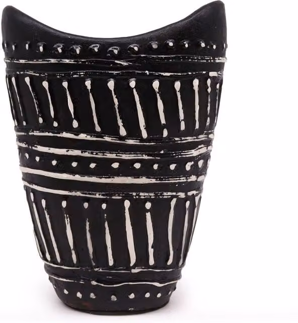 KDMK Lombok Chocolate Swirls Shaped Ceramic Vase in Brown and Black