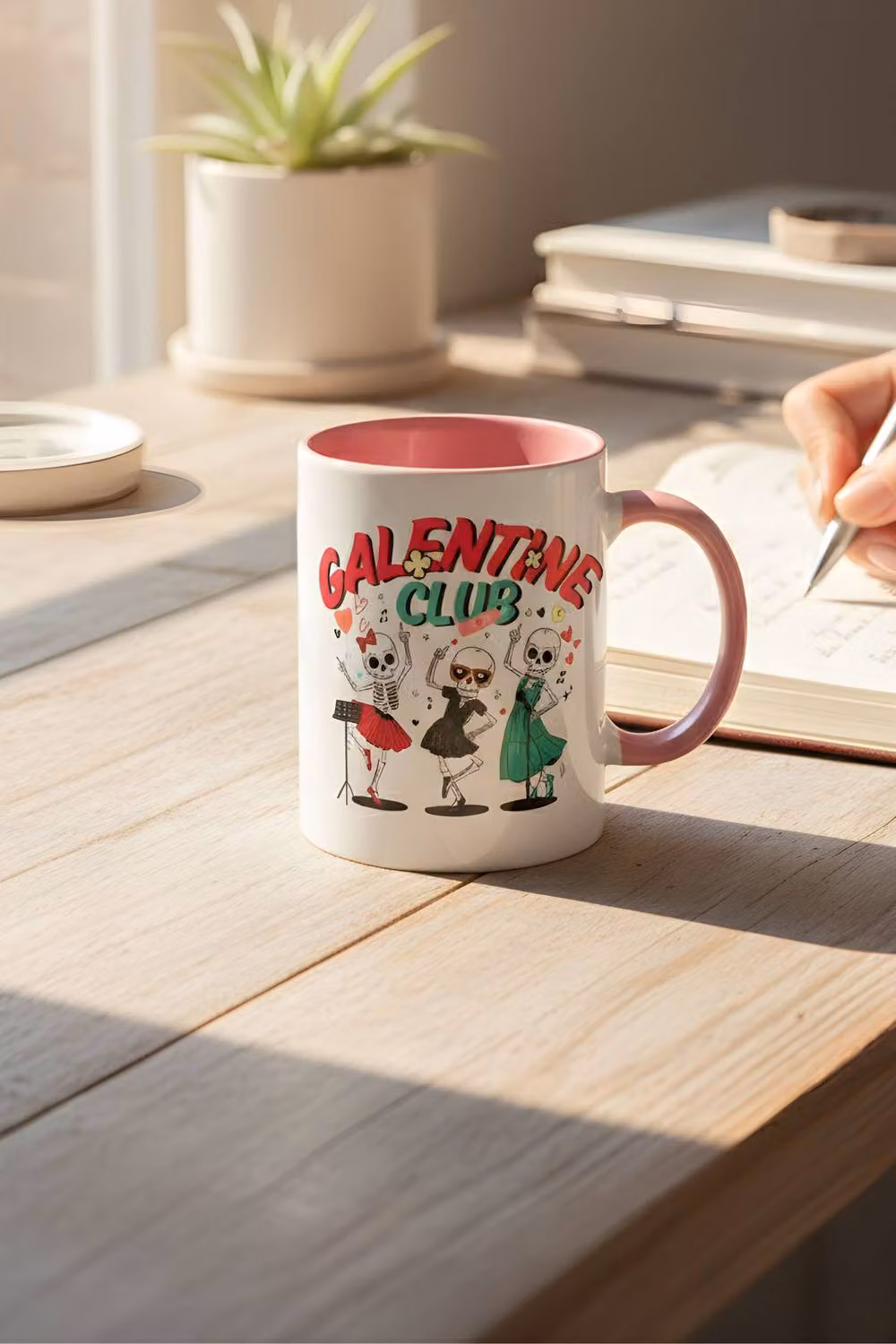 Dyzi Galentine Club Printed Ceramic Mug in White – 3