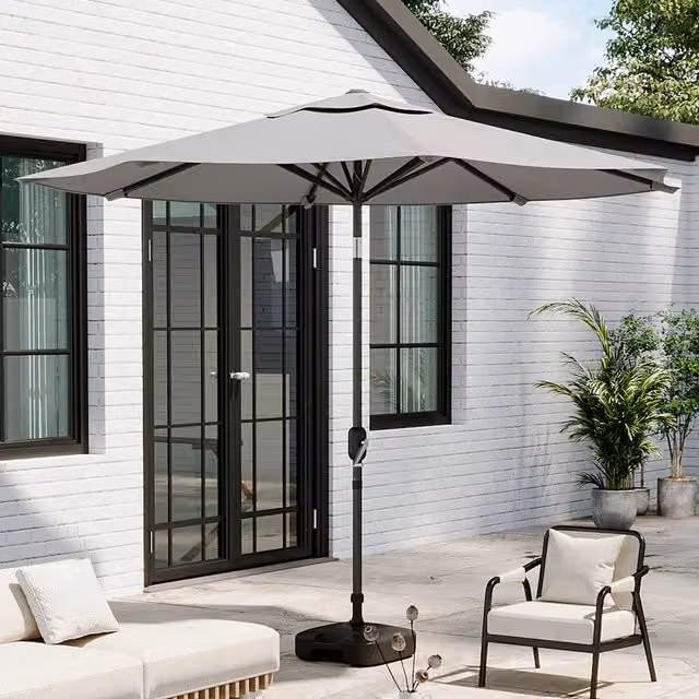Breeins 3m Traditional Parasol with Fillable Base in Light Grey