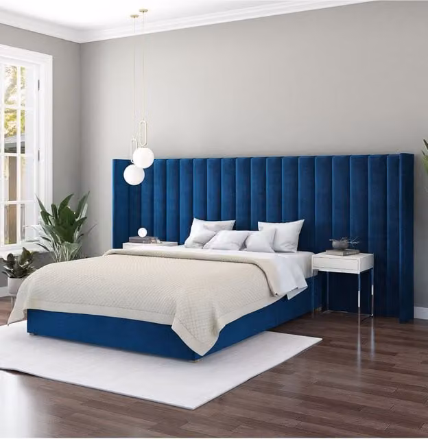 Aspire Grandeur Upholstered Headboard in Navy Blue – 1